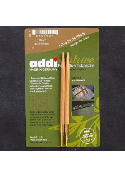 Addi Nature Olive Wood Click 6mm 13CM Misinalı Şiş