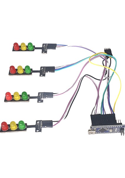 Arduino 4'lü Trafik Lambası Kiti Yazılım ve Devre Hazır Olarak G modelleri