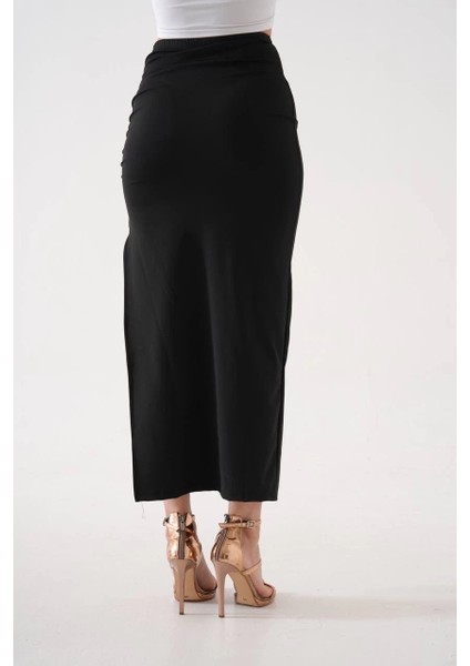 Nrtmsa Uzun Yırtmaçlı Ince Kumaş Etek Siyah (Beden: S) fiyatları