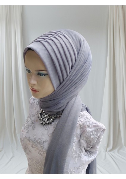 Koyu Gri Esnek Kumaş Hazır Duvak Hazır Şal Hazır Türban fırsatları