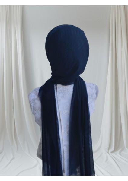 Aksesuar Dahil Koyu Lacivert Esnek Kumaş Hazır Duvak Hazır Şal Hazır Türban fırsatları