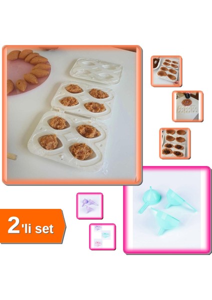 3 Parça Pratik Içli Köfte - Dolgulu Kurabiye Yapma Aparatı + 3 Boy Huni - 2li Set C7A2X0