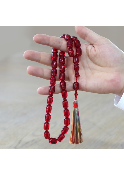 Osmanlı Saray Püsküllü Mega Boy Kapsül Kesim Kırmızı Sıkma Kehribar Tesbih modelleri