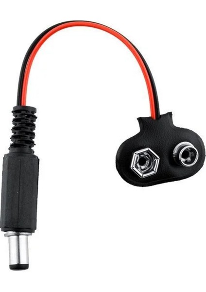 9V Güç Kablosu Yuvarlak Jaklı Pil Başlığı