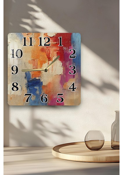3D Görünümlü Temperli Cam Kare Saat – Soyut Renk Dokulu Uv Baskı 33X33 cm - KCS134 fırsatları