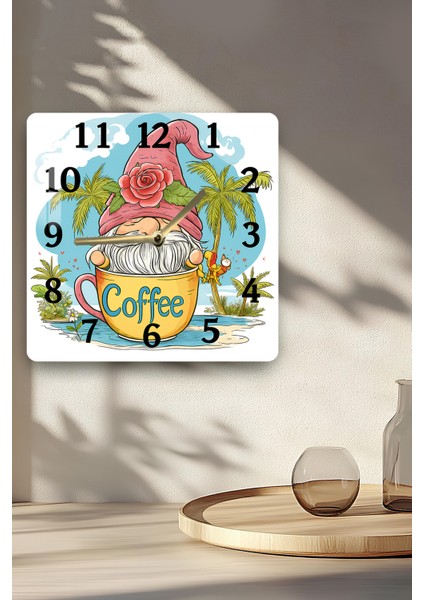 3D Görünümlü Temperli Cam Kare Saat – Kahve Cücesi Temalı Uv Baskı 33X33 cm - KCS111 fırsatları