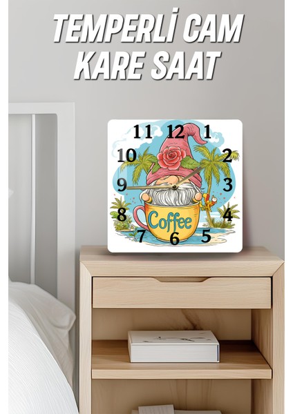 3D Görünümlü Temperli Cam Kare Saat – Kahve Cücesi Temalı Uv Baskı 33X33 cm - KCS111 indirimleri