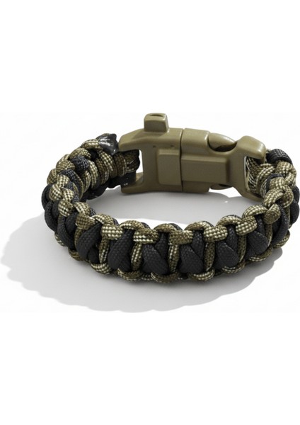 Pusulalı Çakmaklı Taktik Paracord Bileklik - Asker Kamuflaj Desen - Kamp ve Doğa Sporları Için