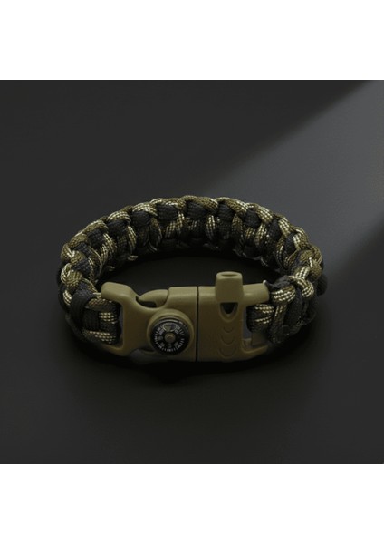Pusulalı Çakmaklı Taktik Paracord Bileklik - Asker Kamuflaj Desen - Kamp ve Doğa Sporları Için indirimleri