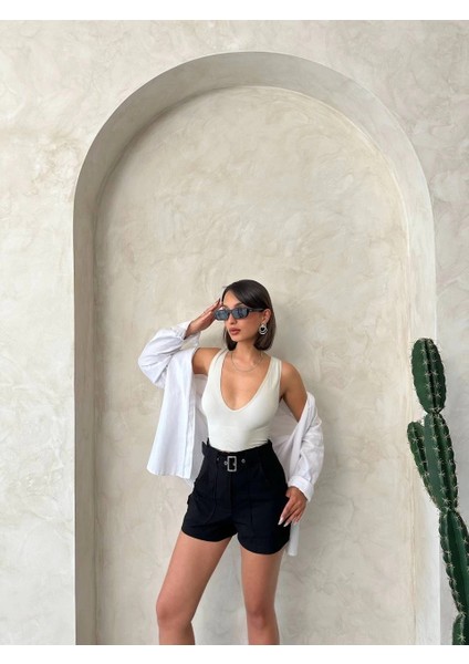 Nrtmsa Kemer Detaylı Gabardin Şort Siyah S25289 (Beden: Xl) fiyatları