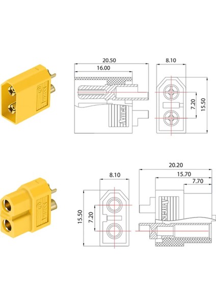 XT60 Li-Po Pil Erkek Dişi Soket Takım Konnektörü modelleri