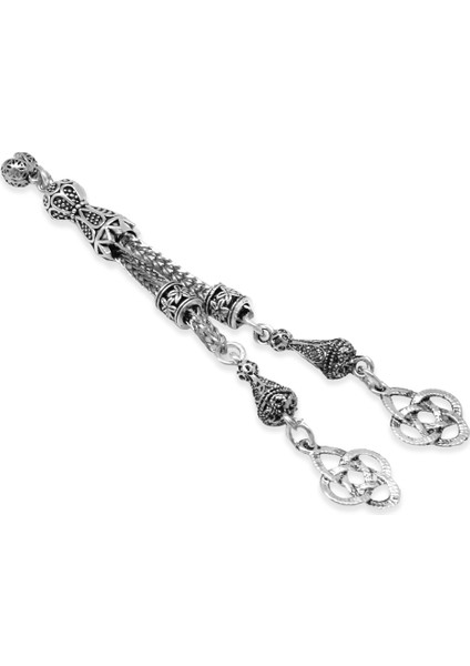 Kazaziye Temalı Foxtail Zincirli Çift Kamçılı Kararmaz Metal Püskül