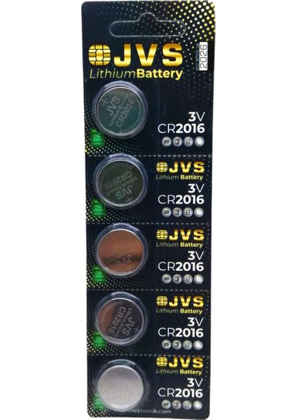 Jvs CR2016 3V Para Pili 5li Kart (5358)