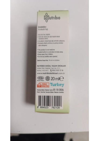 Soğuk Sıkım Avokado Yağı 20ML fiyatları