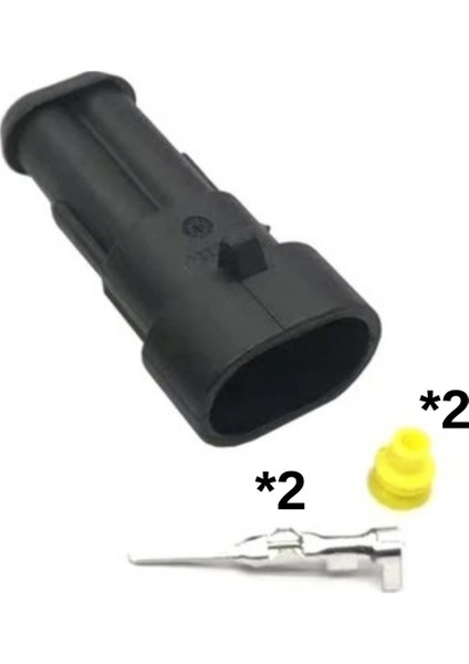 10 Adet 2 Pin Amp Su Geçirmez Dişi Elektrik Konnektörü Otomotiv