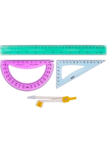 Kırılmaz Çizim Seti Pergel Cetvel Açı Ölçer Gönye