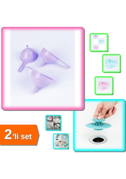 3 Boy Huni + Vakumlu Lavabo Süzgeci - Pratik Mutfak Ürünleri - 2li Set S4P0G2