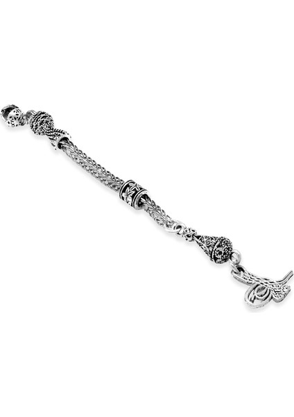 Tuğra Temalı Foxtail Zincirli Tek Kamçılı Kararmaz Metal Püskül