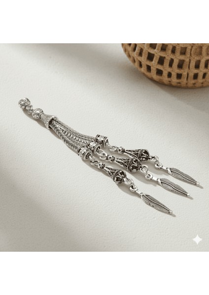 Uzun Yaprak Temalı Foxtail Zincirli Üç Kamçılı Kararmaz Metal Püskül fiyatları