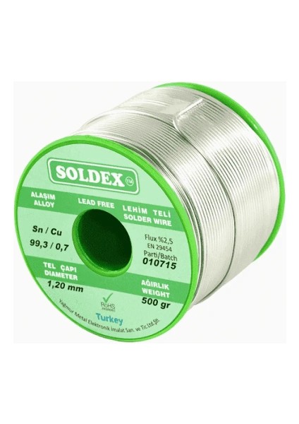 Sn: 99.3 - Cu: 0.7 - 500 Gr, 1 mm - Kurşunsuz, Gümüşsüz Lehim Teli fiyatları