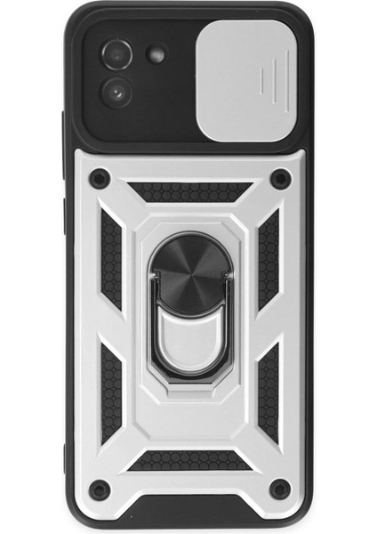 Samsung Galaxy A03 Kılıf Pars Lens Yüzüklü Silikon - Gümüş