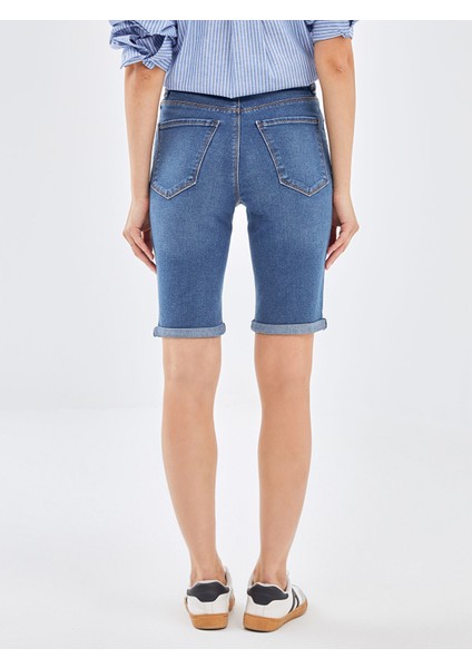 Yeni Sezon Normal Bel Bermuda Fit Kadın Jean Şort fırsatları