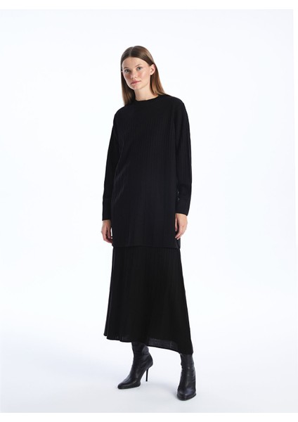 Yeni Sezon Kadın Beli Lastikli Düz Triko Etek