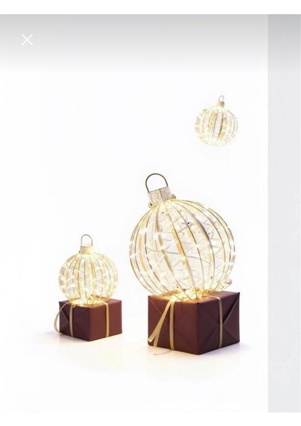 Yeni Yıl Yılbaşı LED Işıklı 3 Lü Set Dekor Top Süs fiyatları
