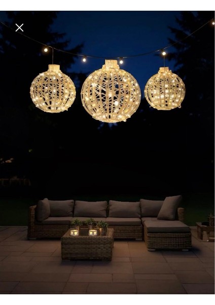 Yeni Yıl Yılbaşı LED Işıklı 3 Lü Set Dekor Top Süs modelleri