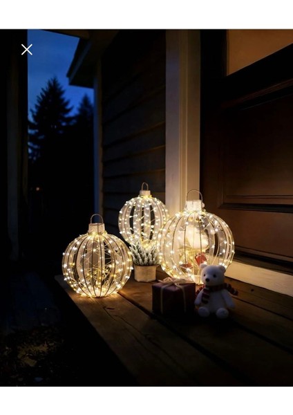 Yeni Yıl Yılbaşı LED Işıklı 3 Lü Set Dekor Top Süs fırsatları