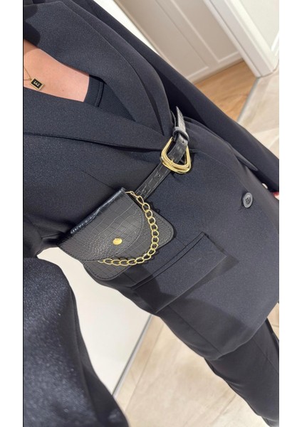 Hafif Vatkalı Çantalı Tasarım Kemer Detay Cep Görünüm Orta Boy Muadil Premium Kalite Oversize Kesim Muadil Blazer Ceket fiyatları