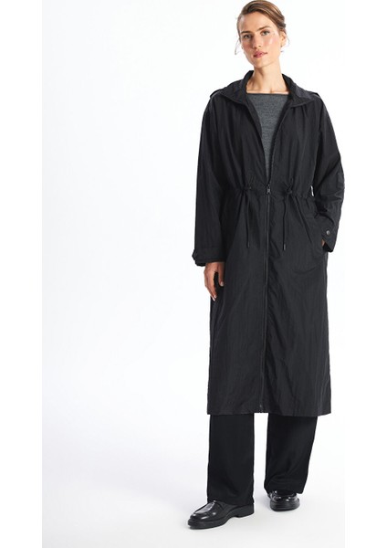 Yeni Sezon Kapüşonlu Düz Oversize Kadın Yağmurluk