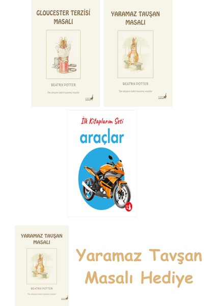 + Beatrix Potter 9 - Yaramaz Tavşan Masalı + Ilk Kitaplarım - Araçlar (Ciltli)