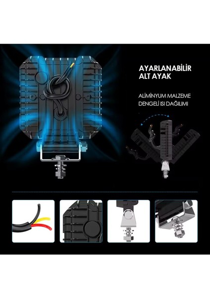 16 Ledli Piksel Model Off Road Sis Farı Beyaz-Turuncu 2 Mod Çakarlı Çalışma Lambası 12-24 Volt modelleri