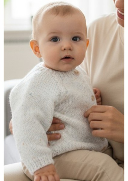 0-1 Yaş Örgü Beyaz Renkli Kırçıllı Bebek Hırkası fiyatları