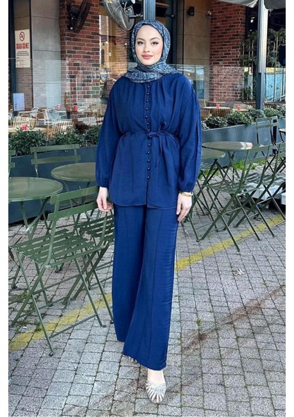 Kadın Birit Düğmeli Pantolon Takım M15807 - Lacivert fiyatları