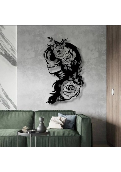 Çiçekli Kadın Kafatası Metal Duvar Dekoru – Gotik ve Sanatsal Tasarım fırsatları