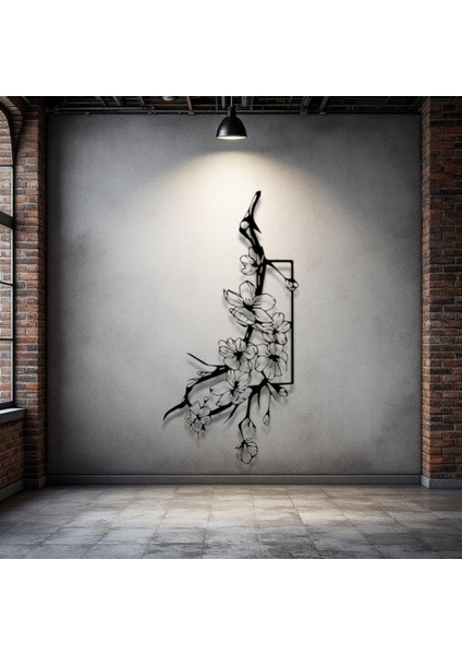 Metal Çiçek Dalı Duvar Dekoru – Modern Minimalist Metal Tablo Ev Ofis Salon Antre Aksesuarı