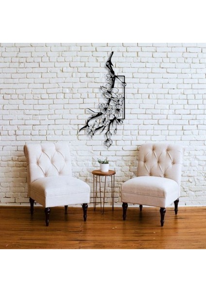 Metal Çiçek Dalı Duvar Dekoru – Modern Minimalist Metal Tablo Ev Ofis Salon Antre Aksesuarı