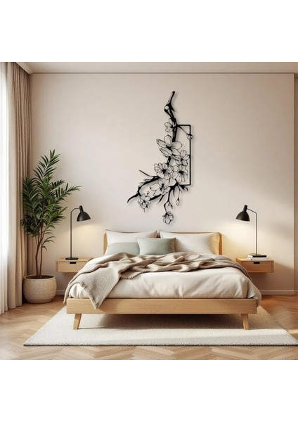 Metal Çiçek Dalı Duvar Dekoru – Modern Minimalist Metal Tablo Ev Ofis Salon Antre Aksesuarı