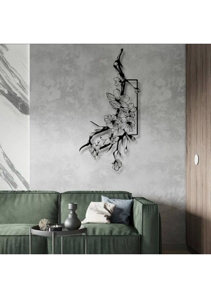 Metal Çiçek Dalı Duvar Dekoru – Modern Minimalist Metal Tablo Ev Ofis Salon Antre Aksesuarı