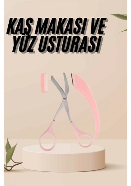 Ieg® Kavisli Kaş Kirpik Düzeltici Bıyık Alma Taraklı Kaş Makası Yüz Bakım Seti Makas