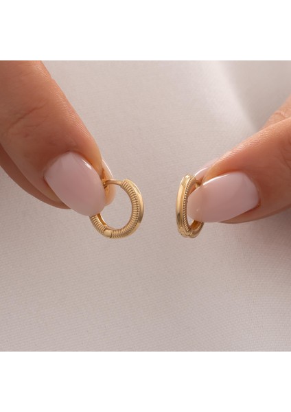 Geometrik Model 14 Ayar Altın Küpe