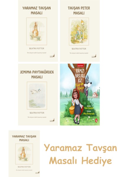 Beatrix Potter 9 - Yaramaz Tavşan Masalı + Beatrix Potter 12 - Jemima Paytakördek Masalı + Kırmızı Başlıklı Kız Kurda Karşı