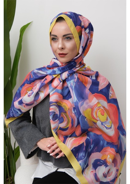 Floral Akrilik Desenli Dijital Soft Şal