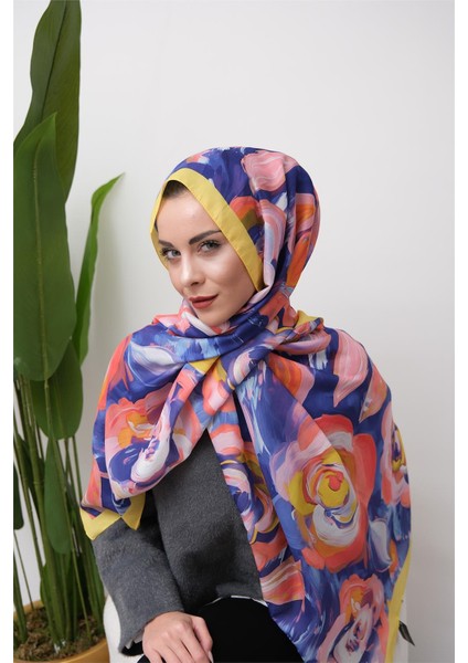 Floral Akrilik Desenli Dijital Soft Şal