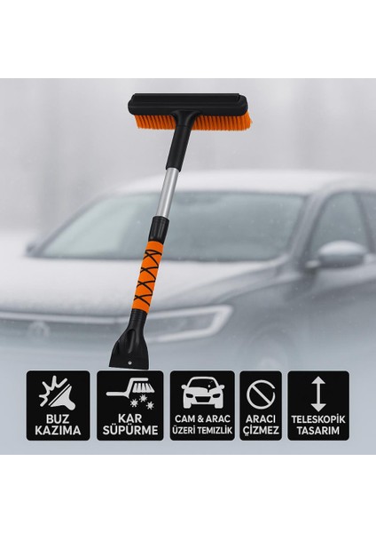 Teleskopic Profesyonel 2in1 Araç Kar Fırçası Oto Ön Cam Buz Kazıyıcı Araç Kar Fırçası ve Buz Kazıyıcı fiyatları