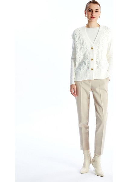 Yeni Sezon V Yaka Kendinden Desenli Kadın Triko Yelek fiyatları