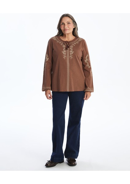 Yeni Sezon Bağlamalı Yaka Desenli Kadın Bluz modelleri