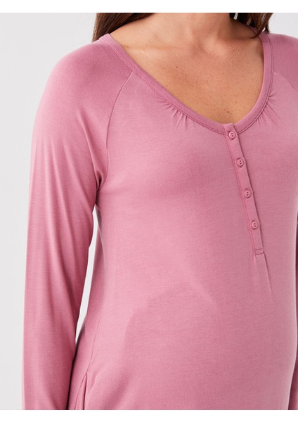 Yeni Sezon Bisiklet Yaka Düz Uzun Kollu Hamile Gecelik fırsatları